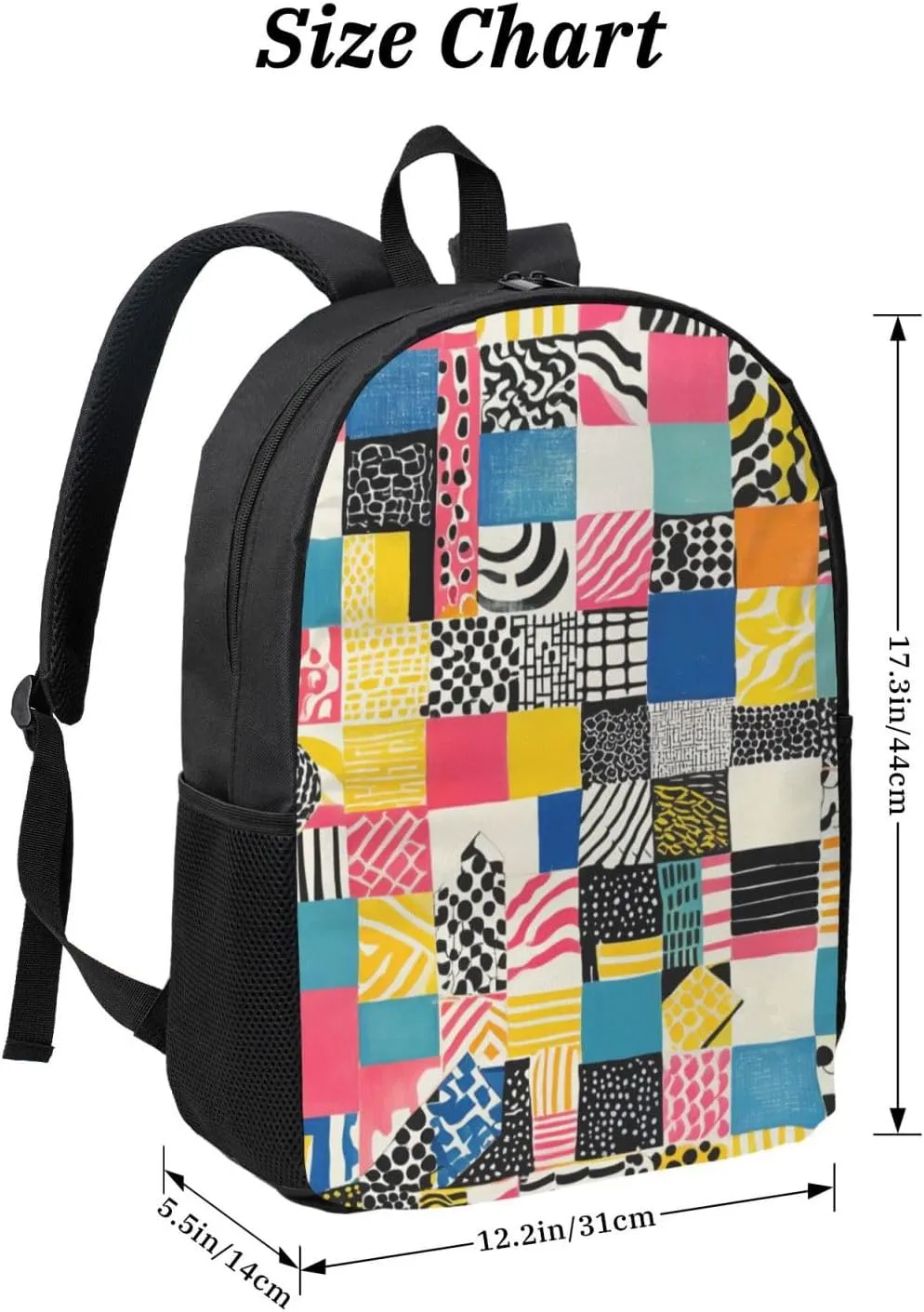 17 Inch Oxford Laptop Backpack for Men Women, Compatible with Checkered Retro 80s 90s Stylish and Functional for Work Daily Travel