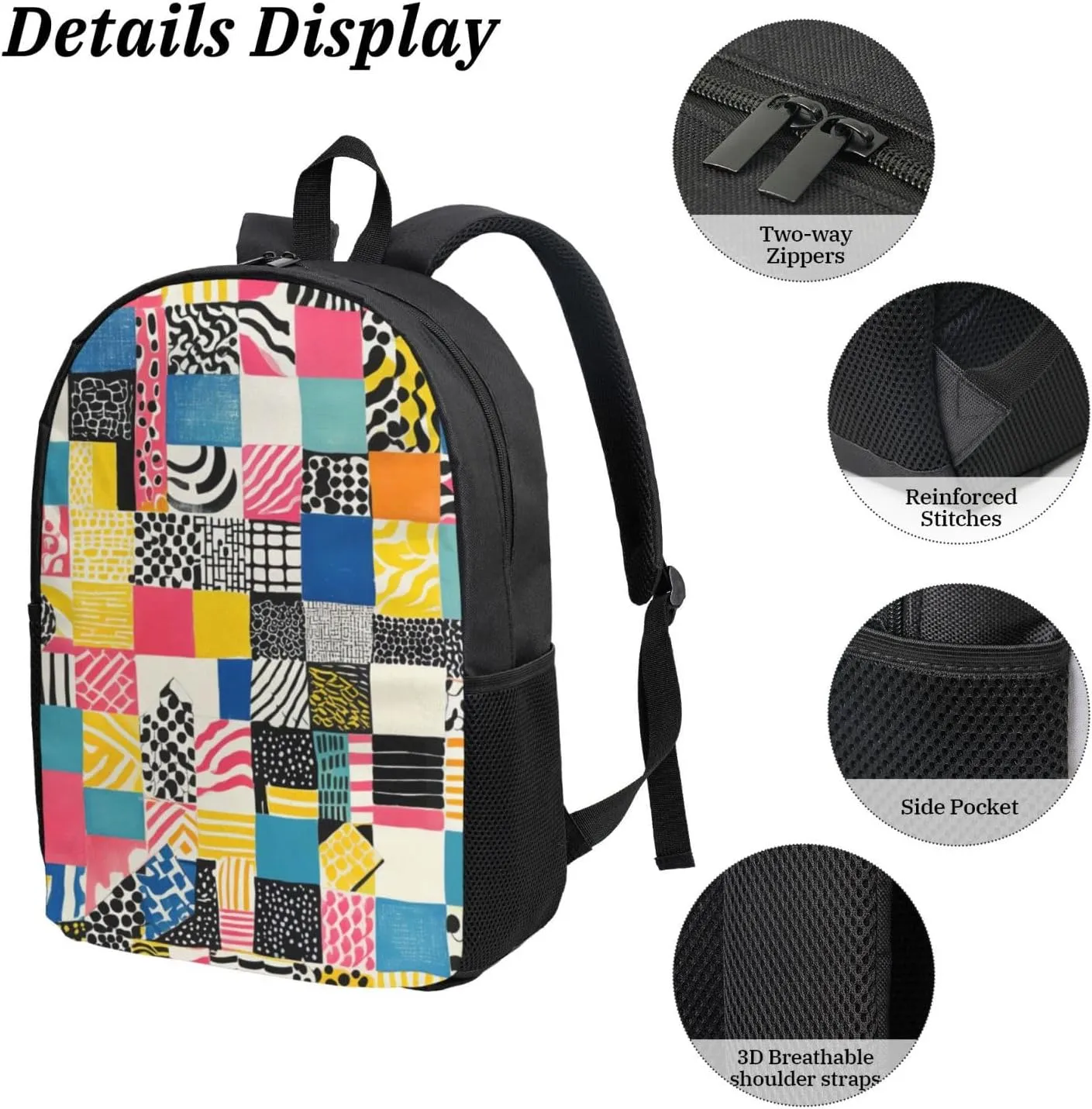 17 Inch Oxford Laptop Backpack for Men Women, Compatible with Checkered Retro 80s 90s Stylish and Functional for Work Daily Travel