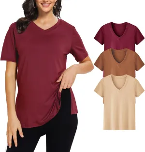 3 Pack V Neck T Shirt for Women Plus Size, Short Sleeve Casual Tops Summer 2025 Basic Tees