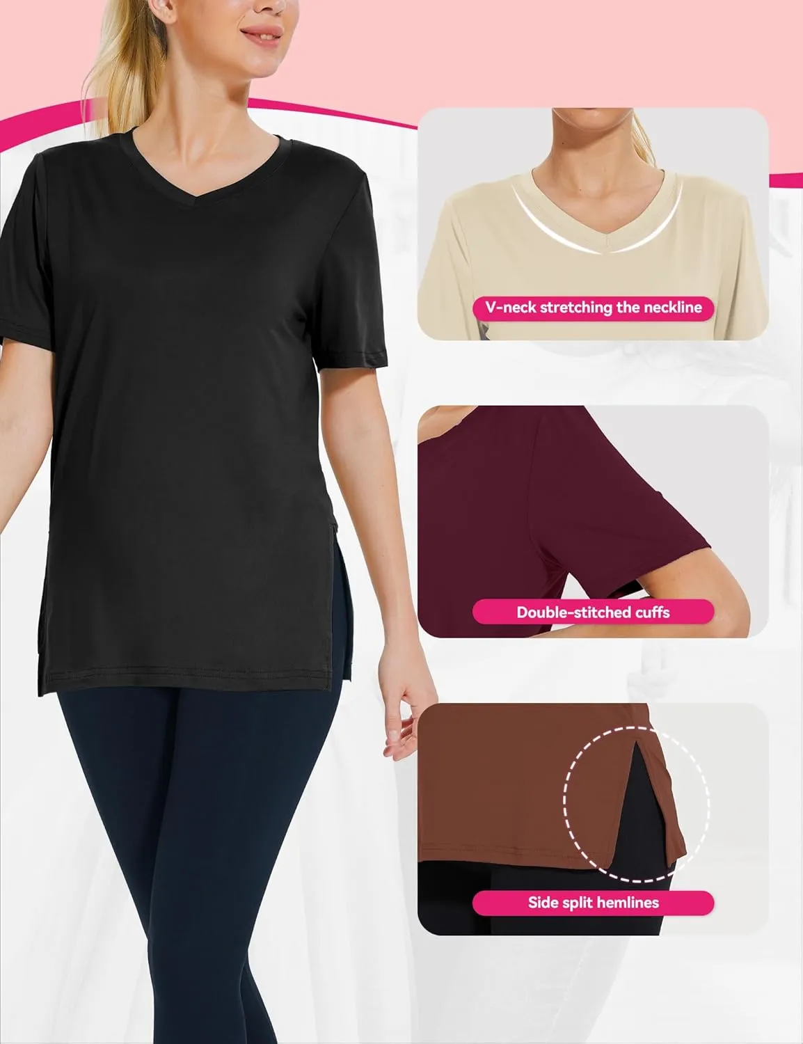 3 Pack V Neck T Shirt for Women Plus Size, Short Sleeve Casual Tops Summer 2025 Basic Tees