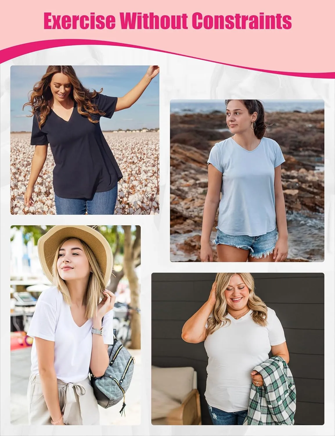 3 Pack V Neck T Shirt for Women Plus Size, Short Sleeve Casual Tops Summer 2025 Basic Tees