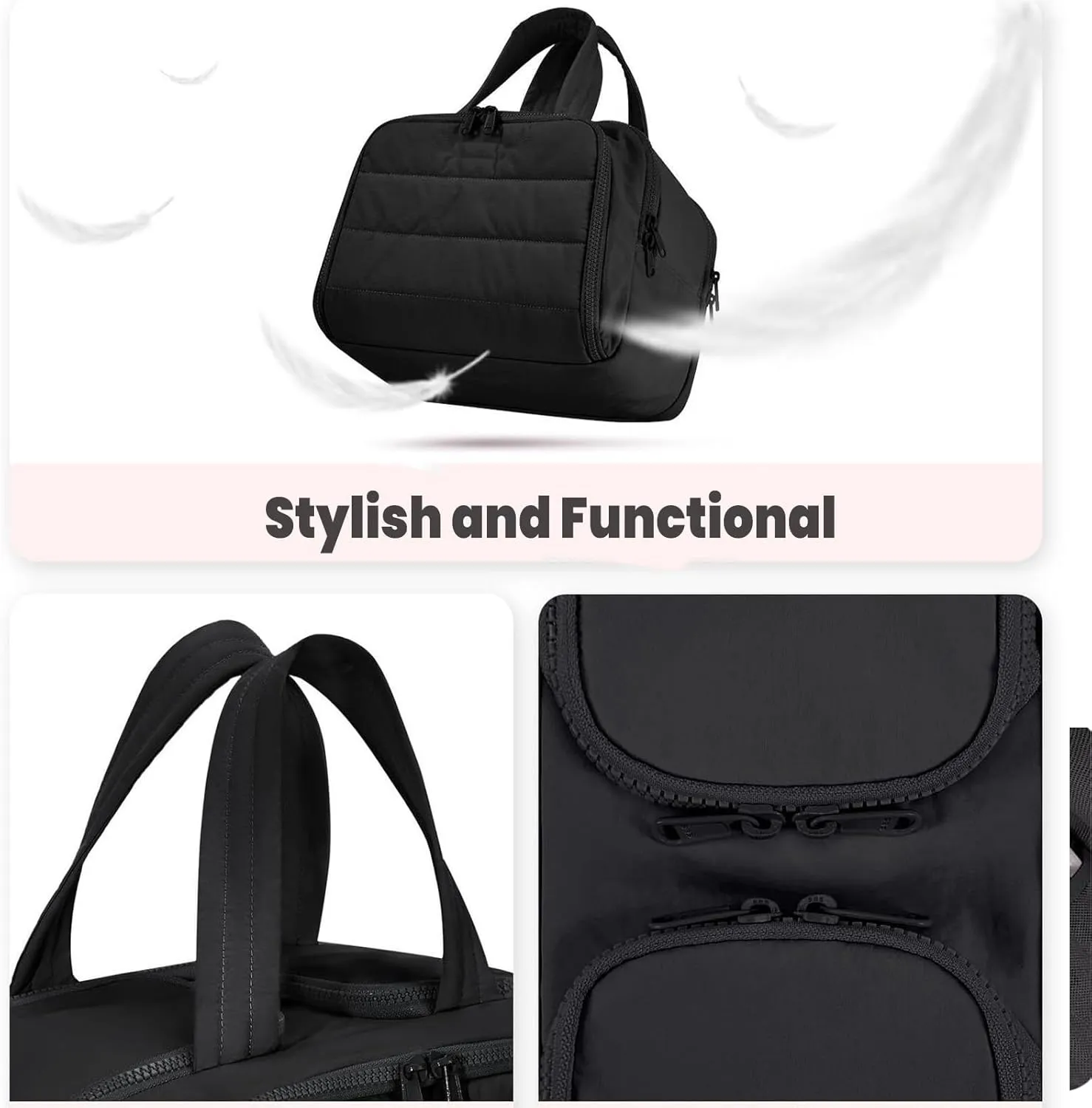 4-In-1 Puffy Multi-Functional Toiletry Bag, Travel Toiletry Bag For Women, Large-Capacity Travel Hanging Organizer for Toiletries & Beauty Essentials (Black)