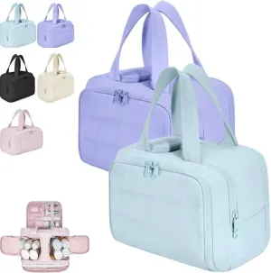 4-In-1 Puffy Multi-Functional Toiletry Bag, Travel Toiletry Bag For Women, Large-Capacity Travel Hanging Organizer for Toiletries & Beauty Essentials (Blue Purple)