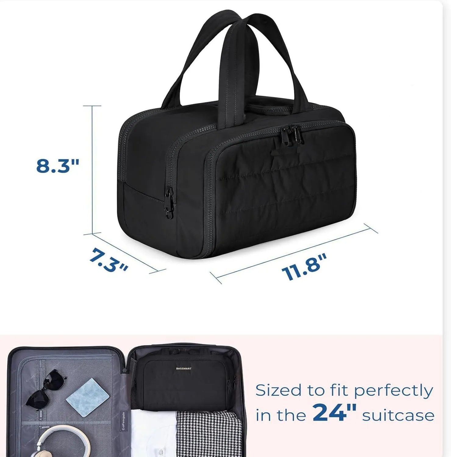 4-In-1 Puffy Multi-Functional Toiletry Bag, Travel Toiletry Bag For Women, Large-Capacity Travel Hanging Organizer for Toiletries & Beauty Essentials (Blue)