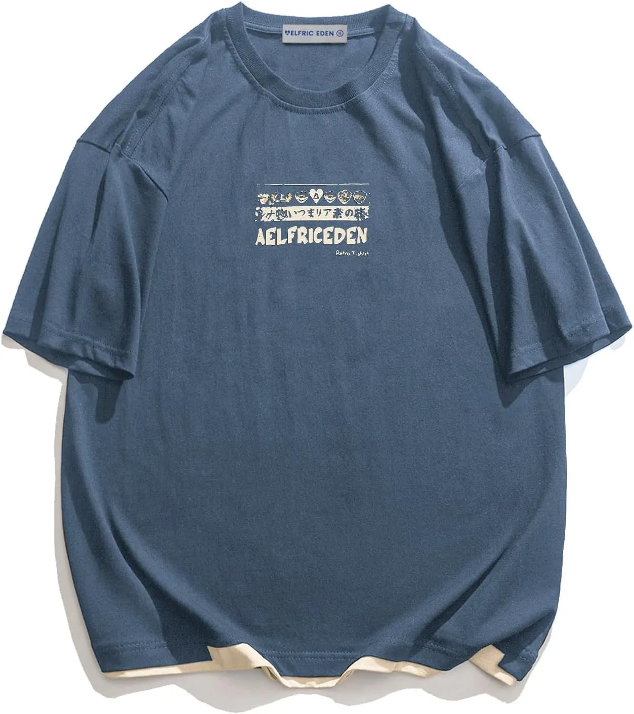 Aelfric Eden Mens 90s Vintage Oversized Shirts Unisex Harajuku T Shirt Print Graphic Tees Casual Summer Streetwear Top