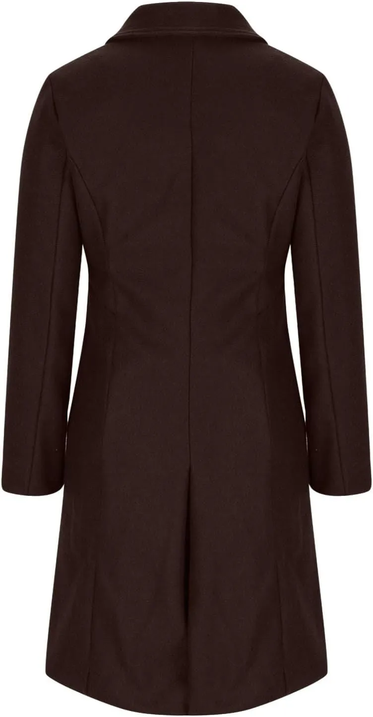 Akklian Women's Dress Coat Turndown Collar Belted Peacoat Trench Coats Trendy Wool Blend Jacket Overcoat Fall Winter 2024