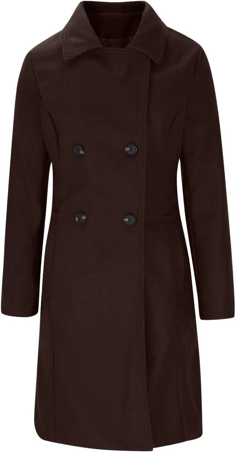 Akklian Women's Dress Coat Turndown Collar Belted Peacoat Trench Coats Trendy Wool Blend Jacket Overcoat Fall Winter 2024