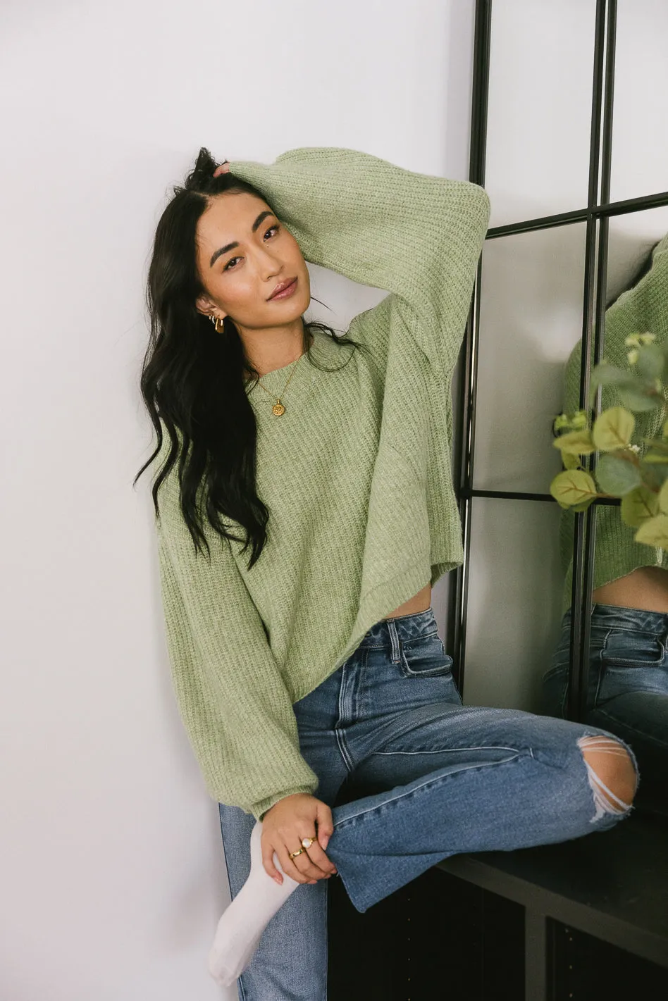 Aliyah Knit Sweater in Green - FINAL SALE