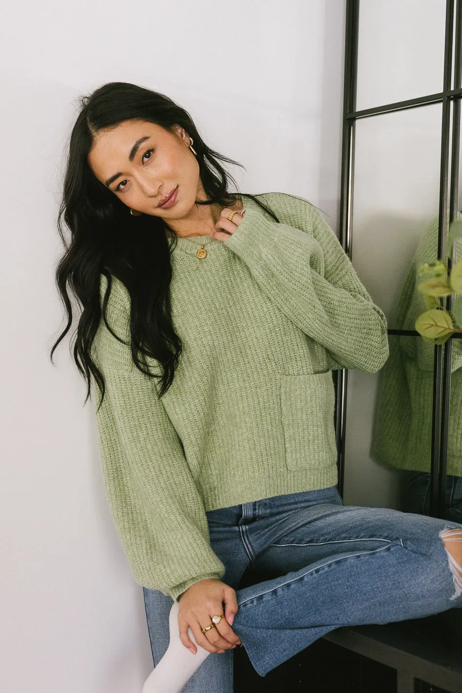 Aliyah Knit Sweater in Green - FINAL SALE