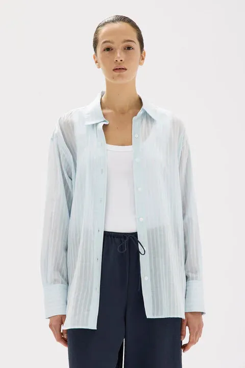 ASSEMBLY LABEL - Cammy Stripe Long Sleeve Shirt - BLUE HAZE/WHT