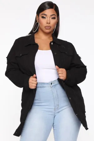 Back Stage Denim Trucker Jacket - Black