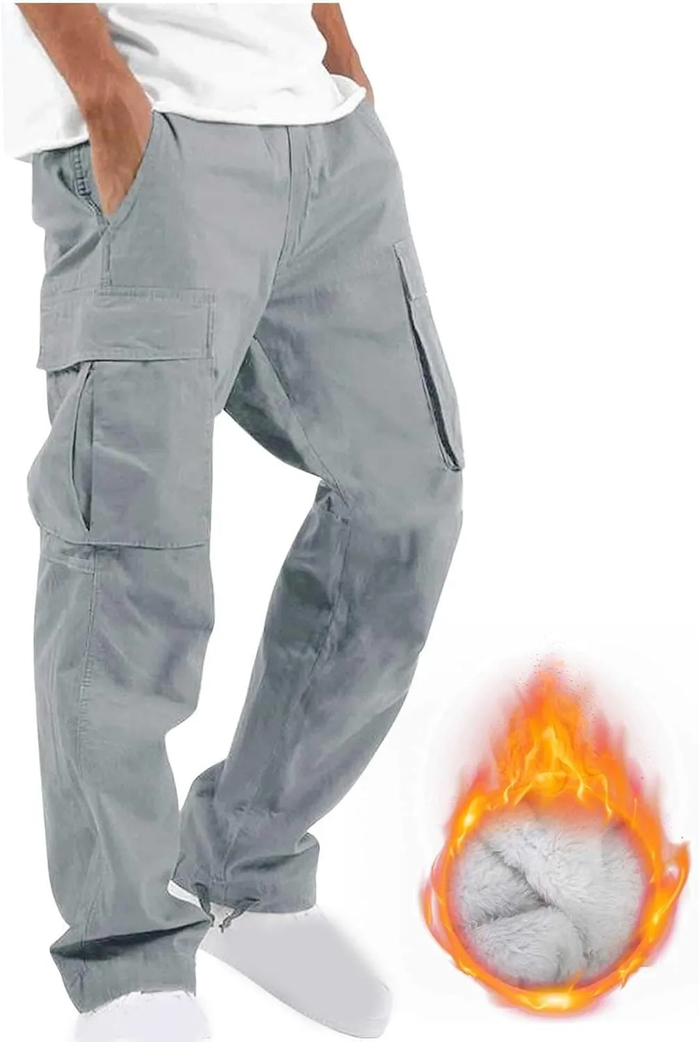 Baggy Cargo Pants Men Streetwear Drawstring Loose Wide Leg Work Pants Outdoor Fitness Straight Jogging Pants