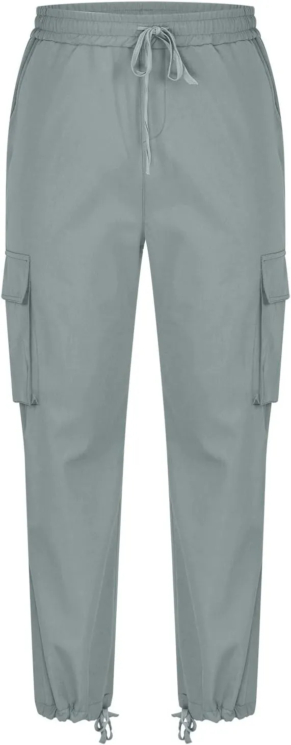 Baggy Cargo Pants Men Streetwear Drawstring Loose Wide Leg Work Pants Outdoor Fitness Straight Jogging Pants