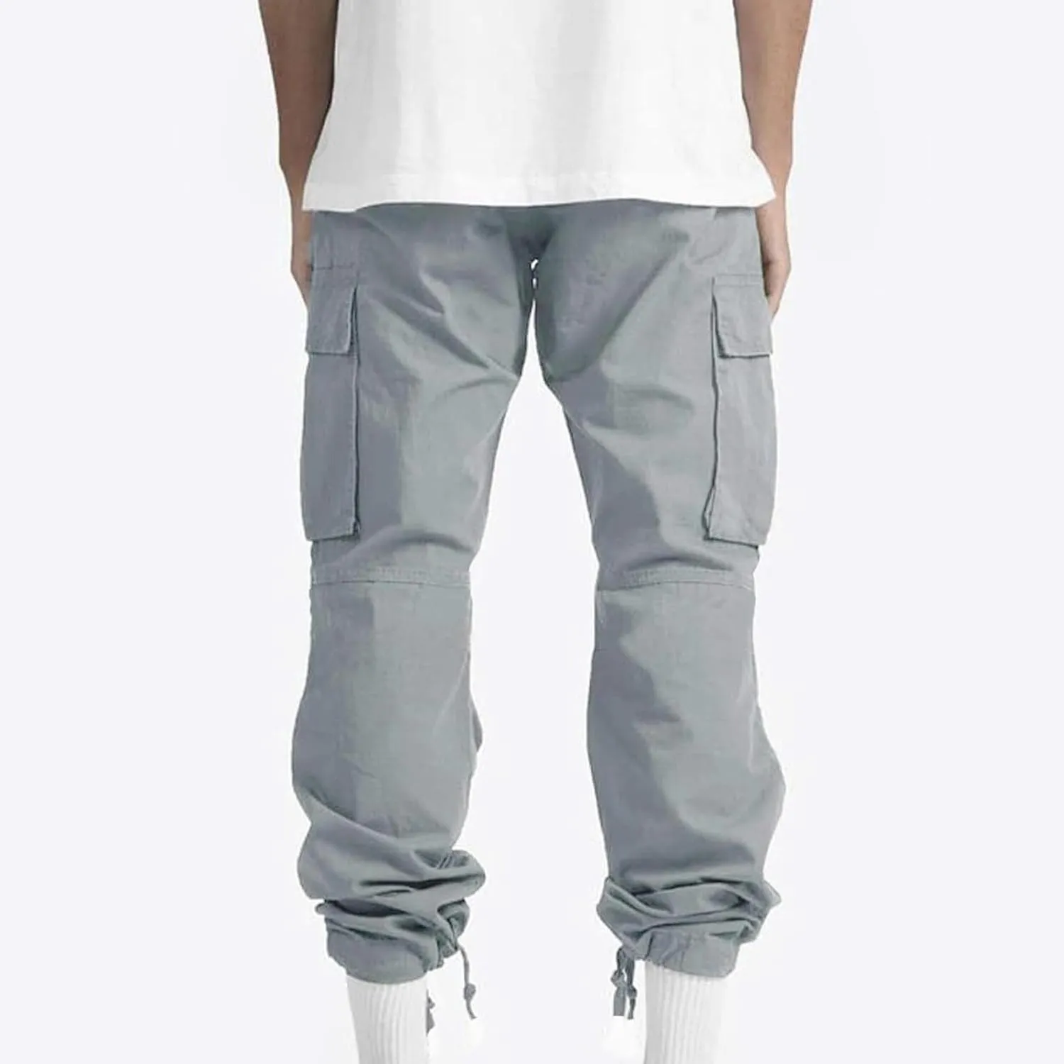 Baggy Cargo Pants Men Streetwear Drawstring Loose Wide Leg Work Pants Outdoor Fitness Straight Jogging Pants