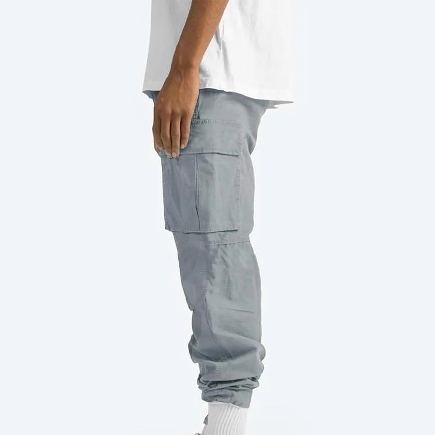 Baggy Cargo Pants Men Streetwear Drawstring Loose Wide Leg Work Pants Outdoor Fitness Straight Jogging Pants