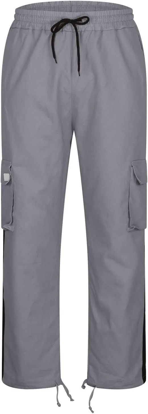 Baggy Cargo Sweatpants for Men Big and Tall Fashion 2023 Color Block Joggers Pants Casual Loose Fit Cotton Cargos
