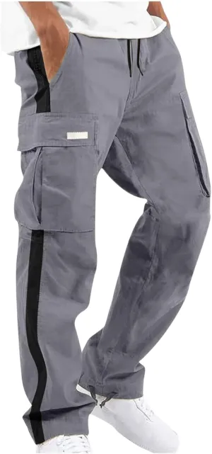 Baggy Cargo Sweatpants for Men Big and Tall Fashion 2023 Color Block Joggers Pants Casual Loose Fit Cotton Cargos