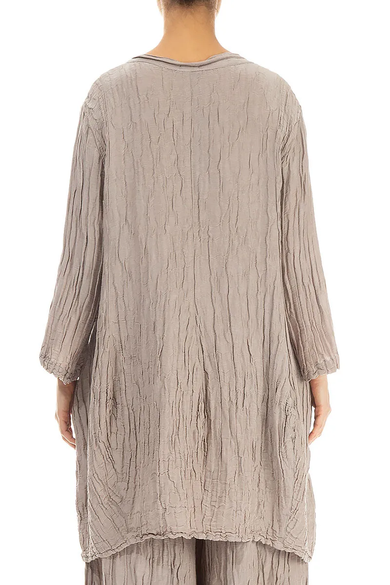Balloon Crinkled Cappuccino Silk Linen Tunic