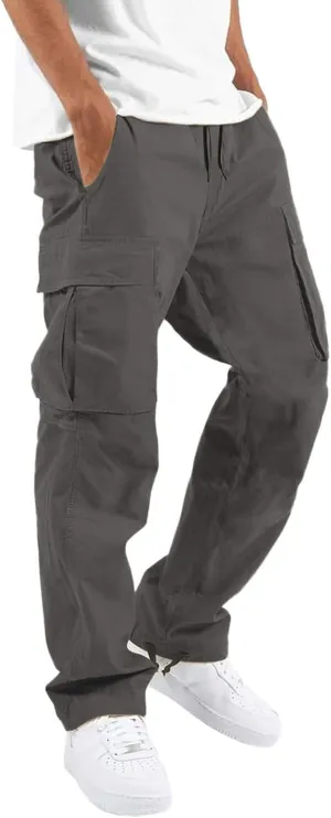 Cargo Pants for Men,Fashion Pants Loose Fit Straight-Leg Trousers Hiking Joggers with Pockets Mens Pants Overalls