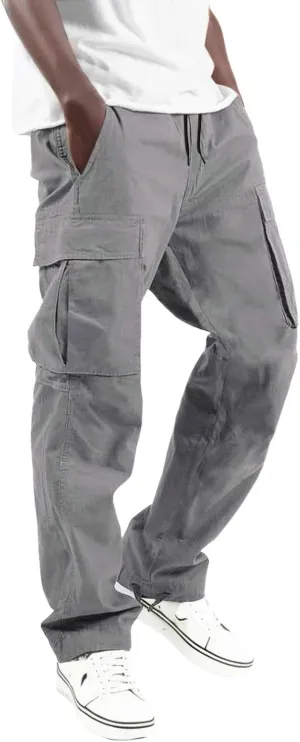 Cargo Pants for Men,Fashion Pants Loose Fit Straight-Leg Trousers Hiking Joggers with Pockets Mens Pants Overalls