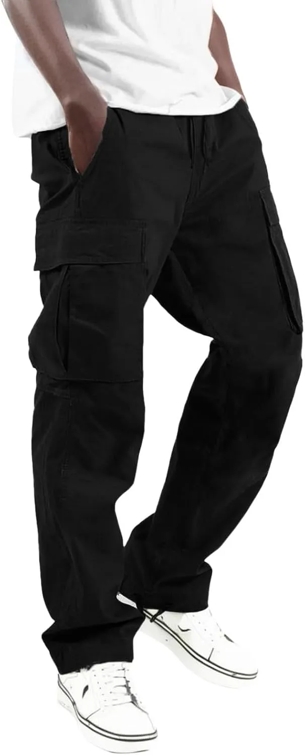 Cargo Pants for Men,Fashion Pants Loose Fit Straight-Leg Trousers Hiking Joggers with Pockets Mens Pants Overalls