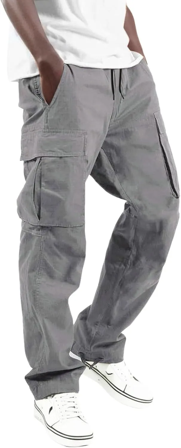Cargo Pants for Men,Fashion Pants Loose Fit Straight-Leg Trousers Hiking Joggers with Pockets Mens Pants Overalls