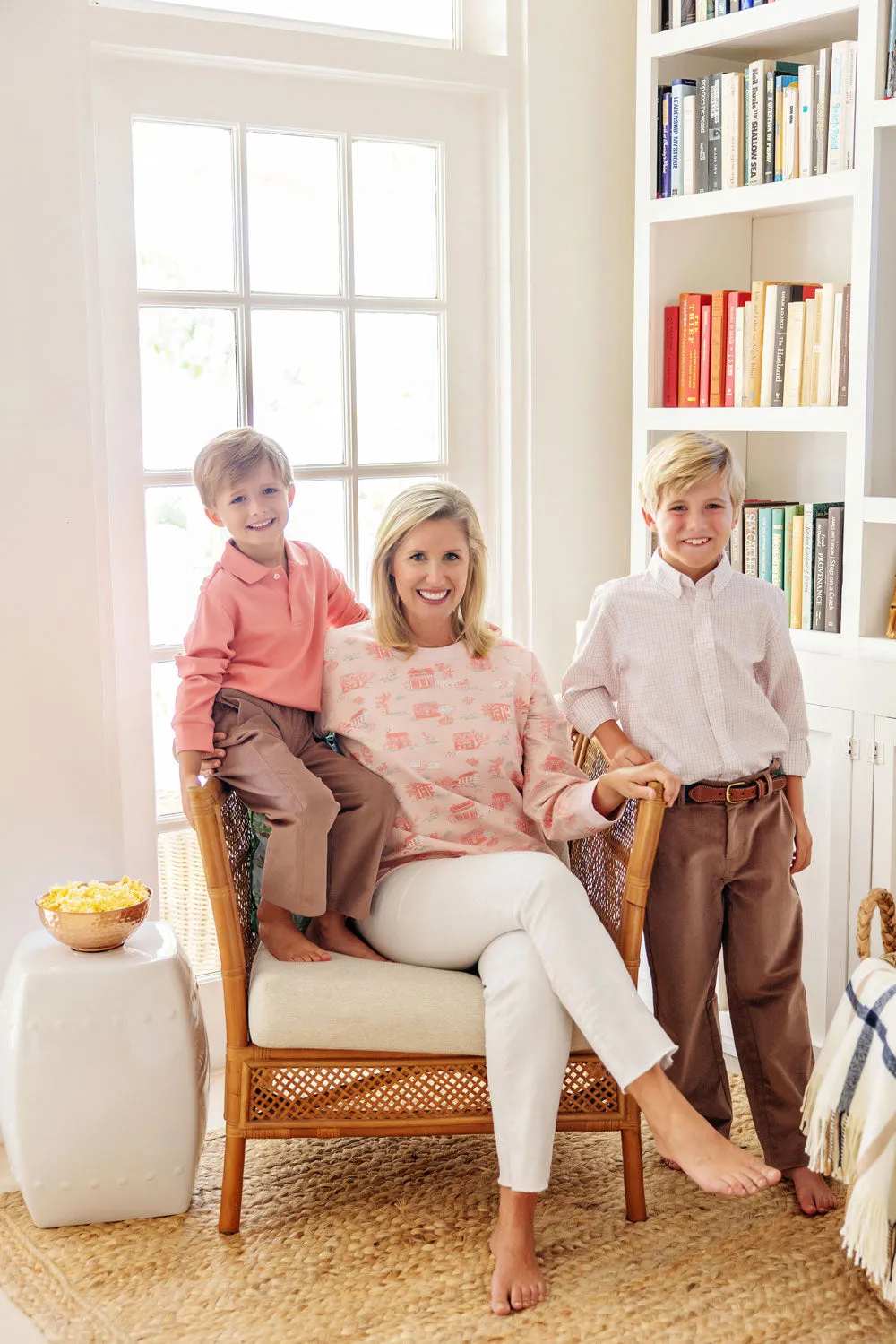 Cassidy Comfy Crewneck (Women's) - Towne and Toile with Palm Beach Pink