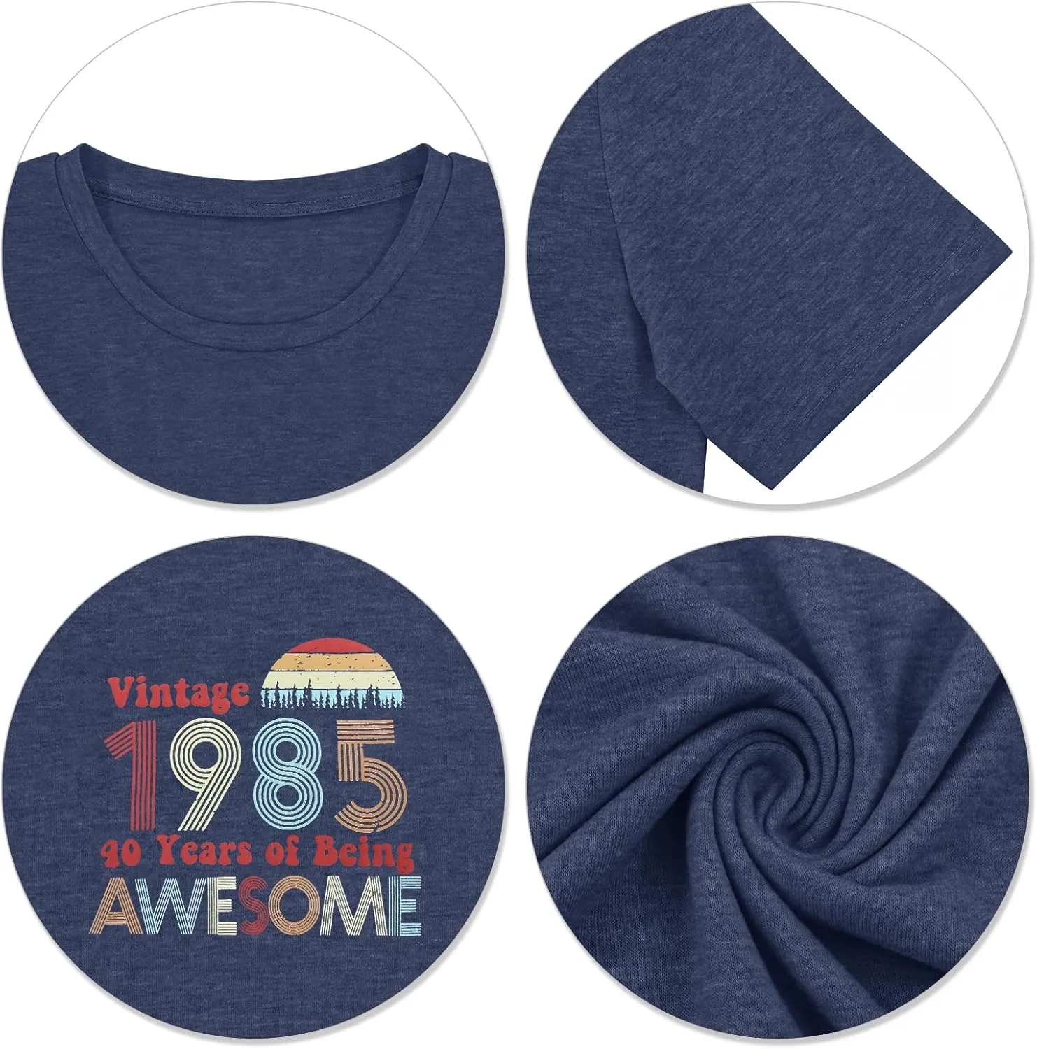 Chulianyouhuo 40th Birthday Gift Women Vintage 1985 T Shirt Letter Print Birthday Party Tops Casual Short Sleeve Tees