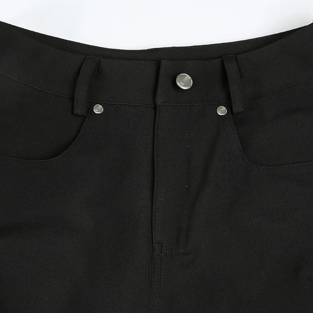Contrast Color Stitching Low Waist Casual Wide Leg Overalls