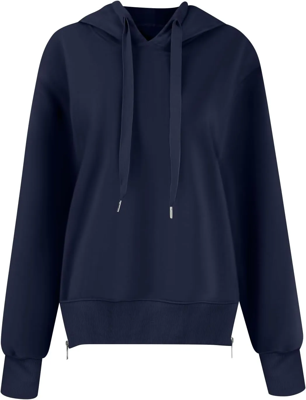 COTECRAM Women Oversized Hoodies Side Zipper Casual Sweatshirts Lightweight Tunic Pullover 2024 Fall Long Sleeve Shirts