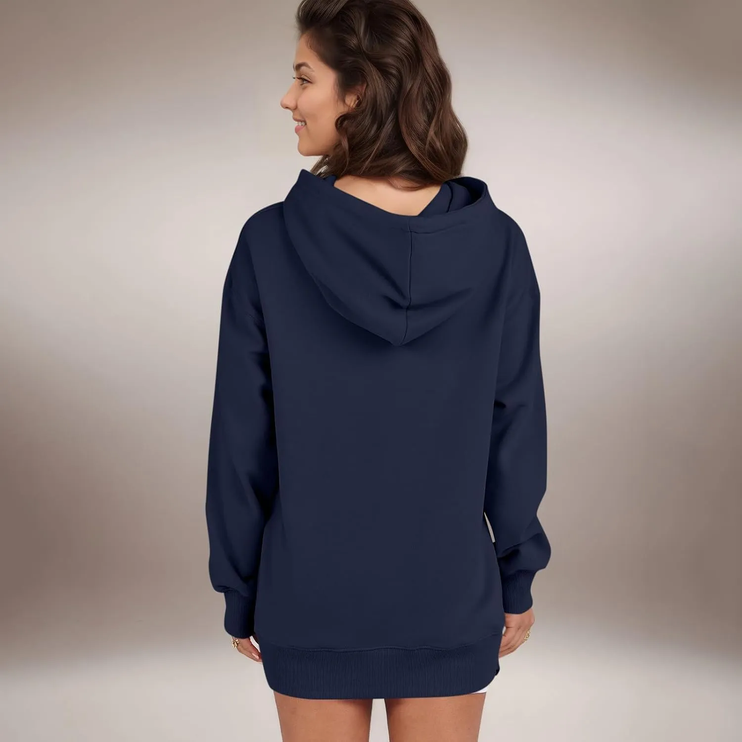COTECRAM Women Oversized Hoodies Side Zipper Casual Sweatshirts Lightweight Tunic Pullover 2024 Fall Long Sleeve Shirts