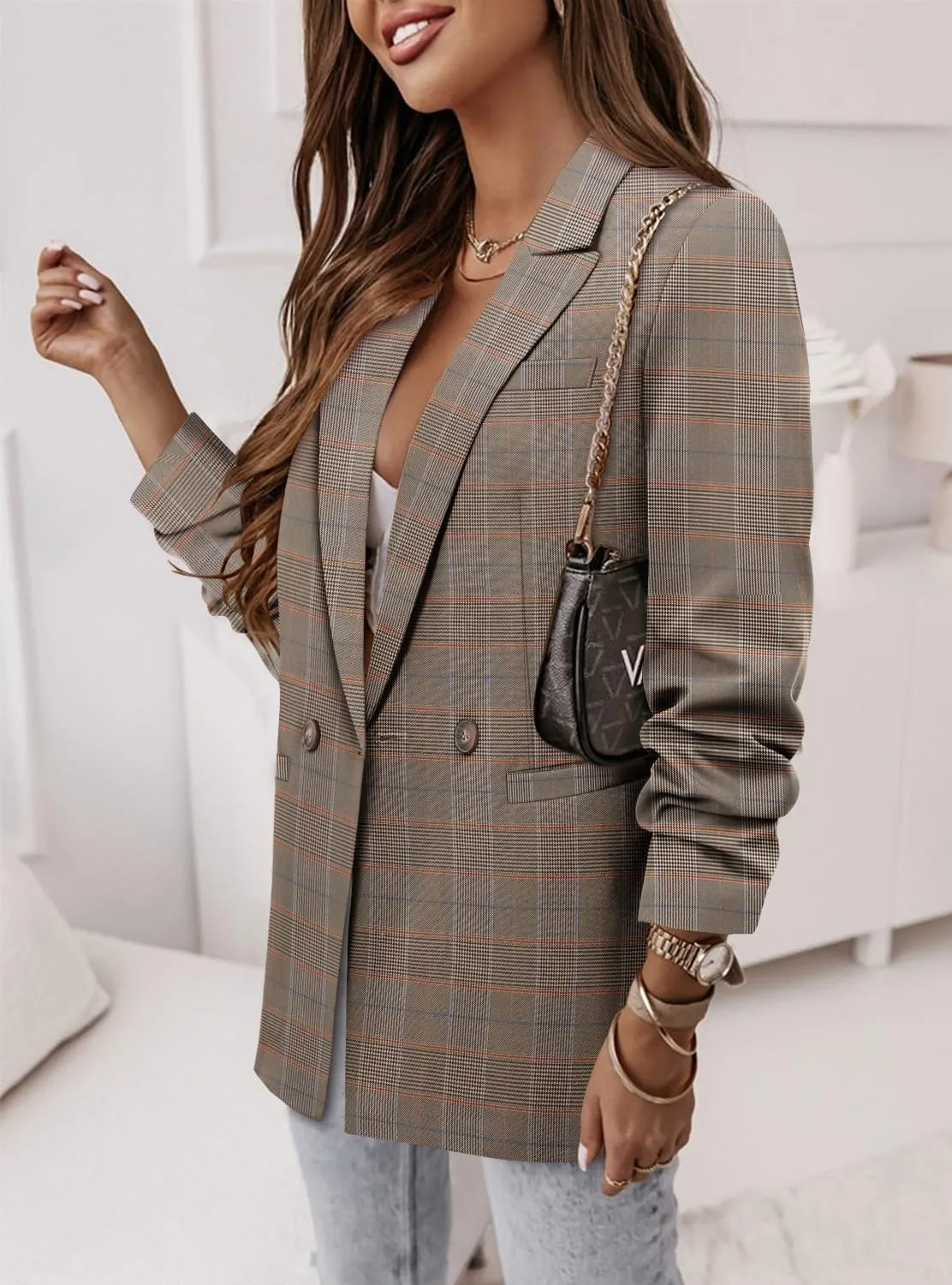 CRAZY GRID Women Business Casual Blazer Jacket Fashion with Lined Work Professional Suit Jacket