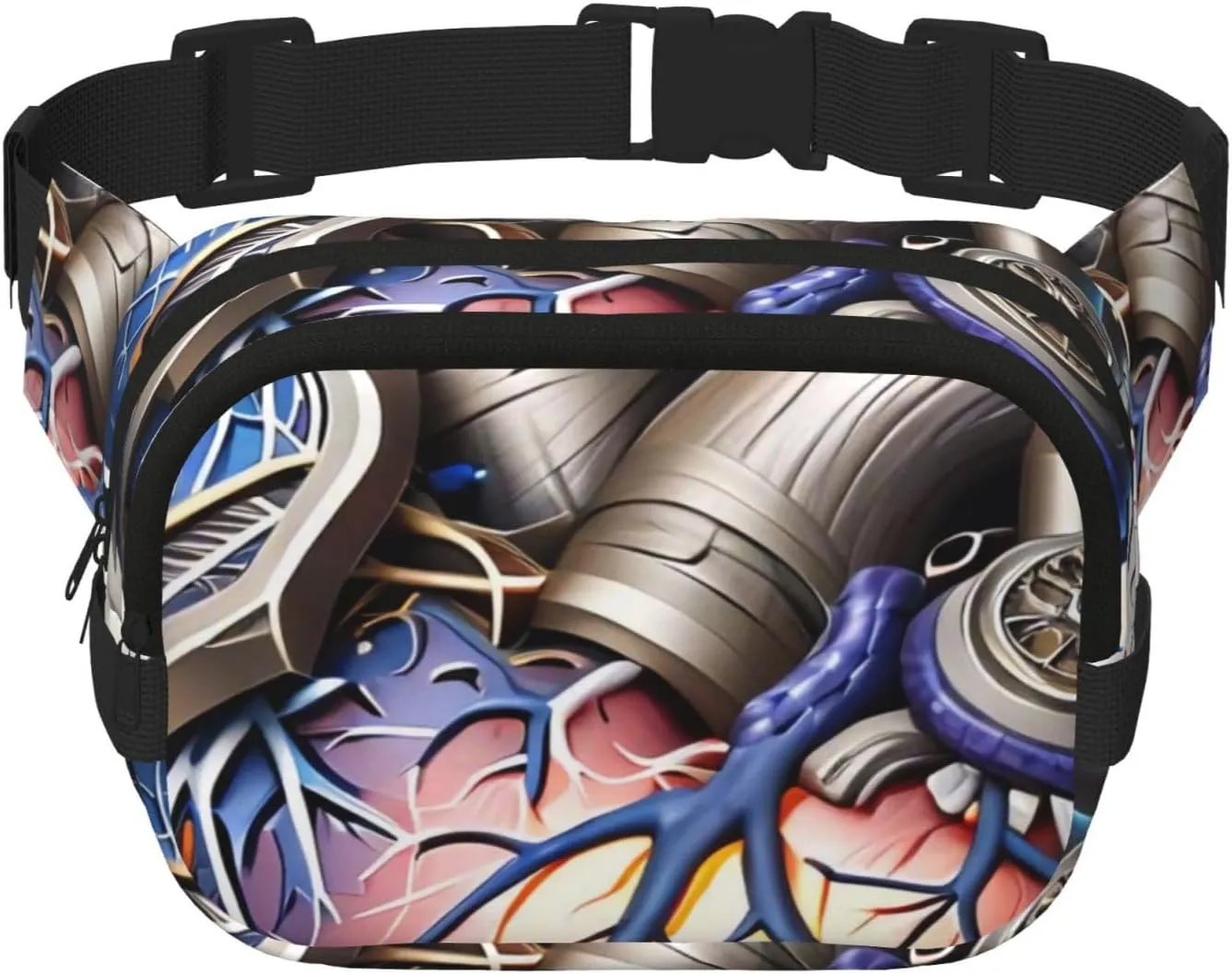 Double Layer Waist Bag for Men & Women,Adjustable Waterproof Running Belt,Multi-Functional Fanny Pack with Heart Print for Travel,Hiking,Fitness