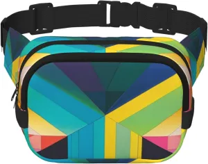 Double Layer Waist Bag for Men & Women,Adjustable Waterproof Running Belt,Multi-Functional Fanny Pack with Prism Prism Print for Travel,Hiking,Fitness