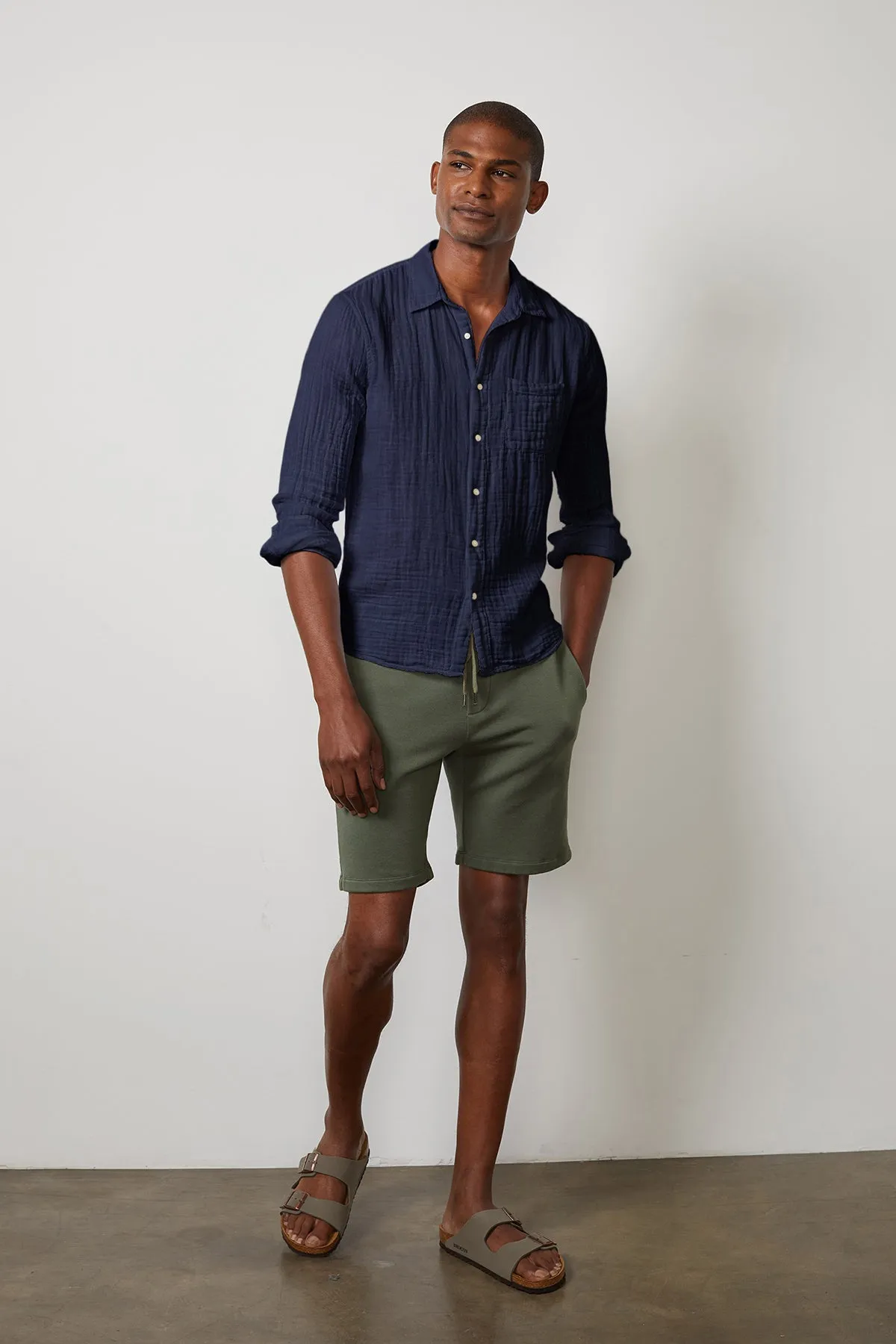 ELTON COTTON WOVEN BUTTON-UP SHIRT