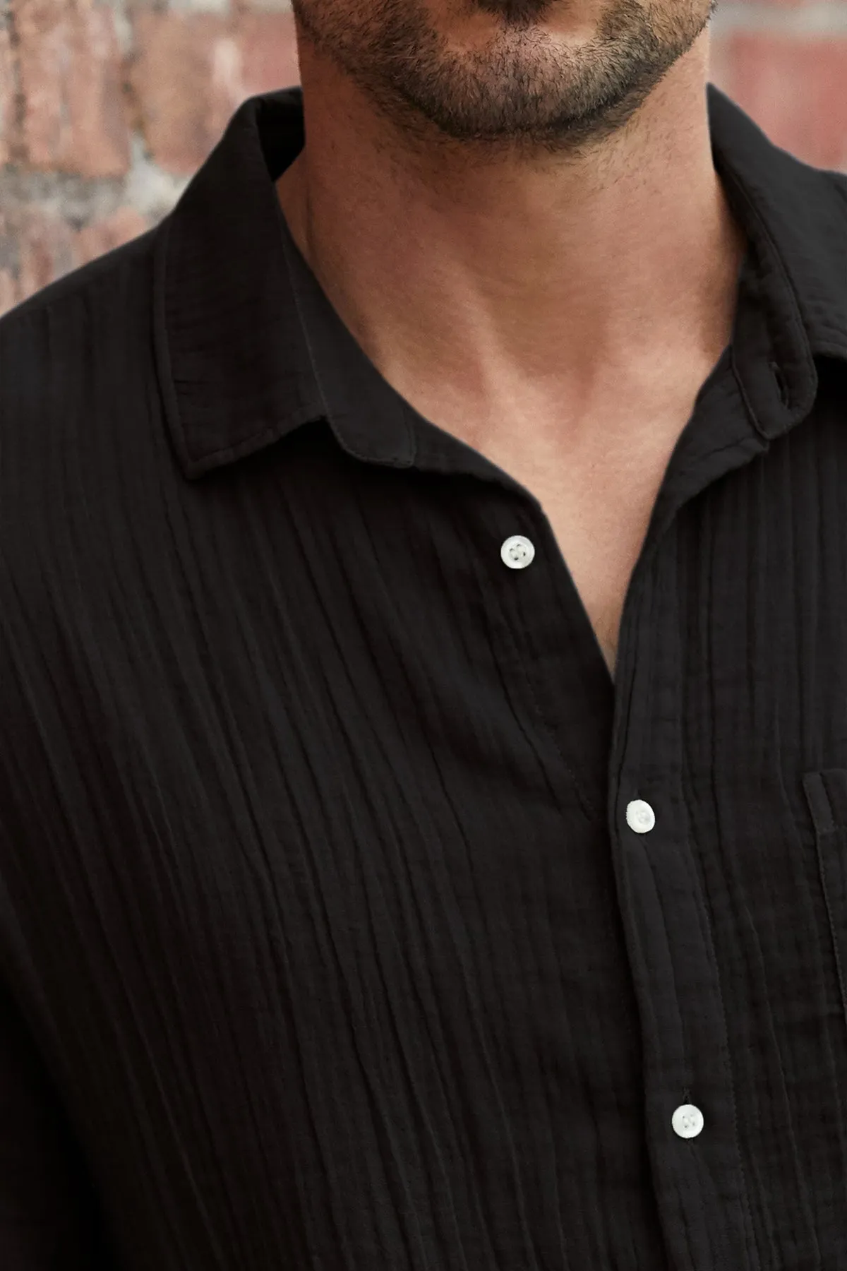 ELTON COTTON WOVEN BUTTON-UP SHIRT