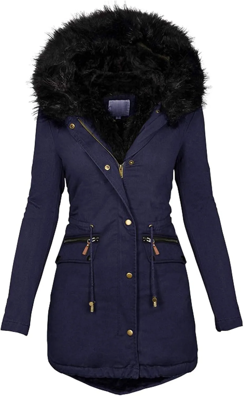 Fall Winter Coat for Women Casual Sherpa Fleece Lined Hooded Cotton Padded Jackets Zip Up Puffer Hoodie Jacket Parka Pea Coat