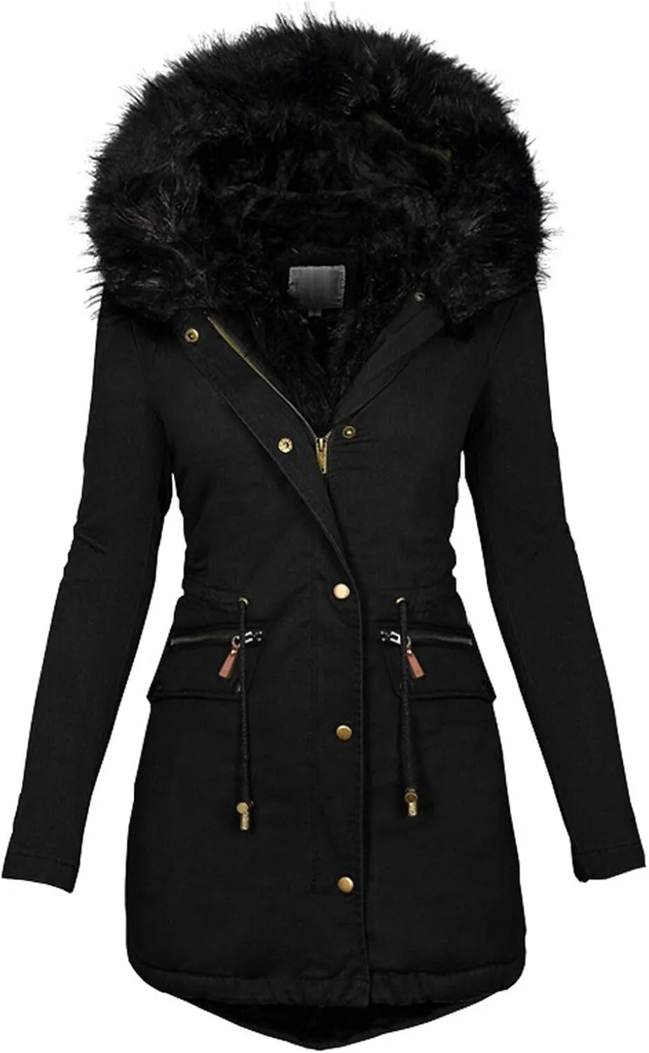 Fall Winter Coat for Women Casual Sherpa Fleece Lined Hooded Cotton Padded Jackets Zip Up Puffer Hoodie Jacket Parka Pea Coat