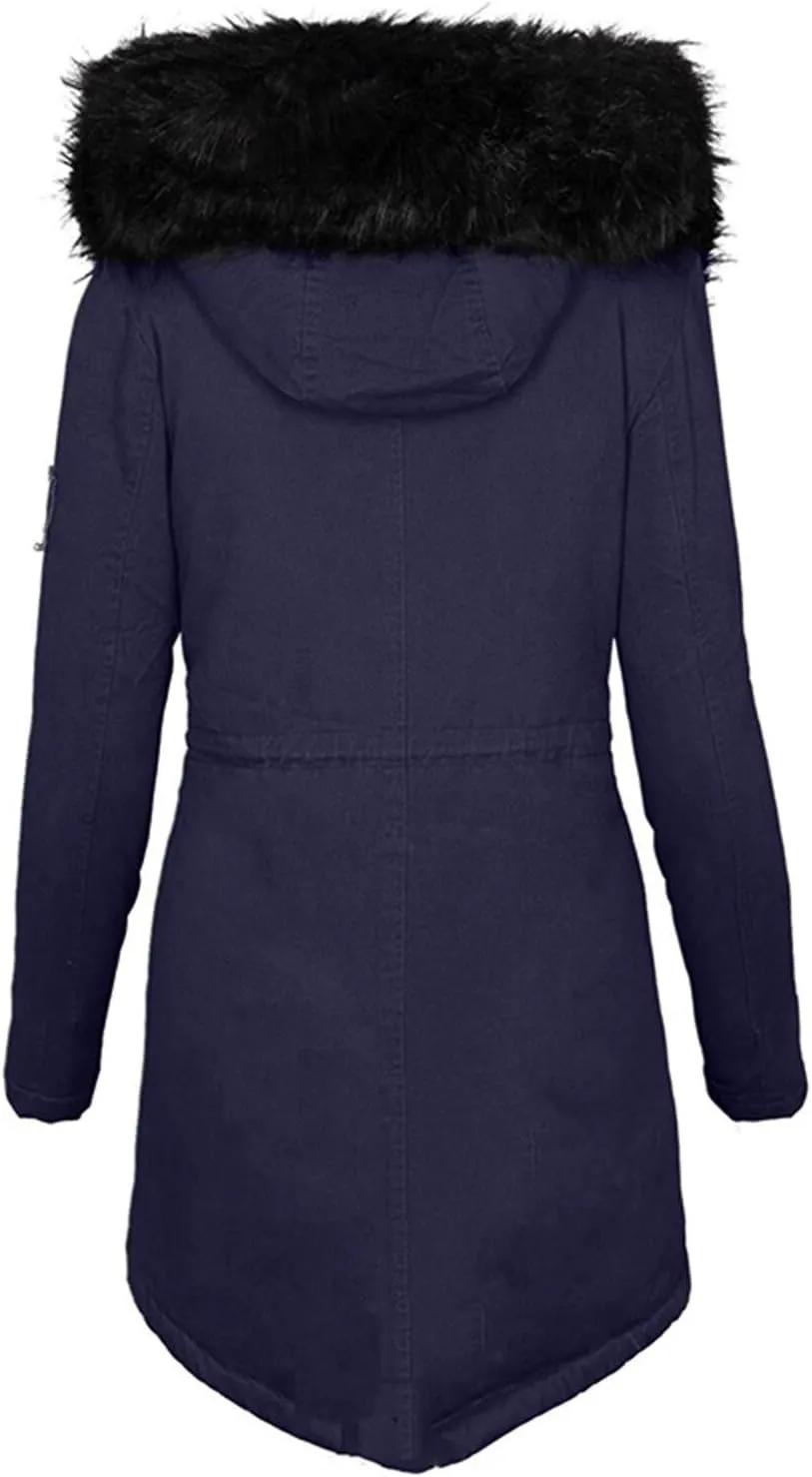 Fall Winter Coat for Women Casual Sherpa Fleece Lined Hooded Cotton Padded Jackets Zip Up Puffer Hoodie Jacket Parka Pea Coat