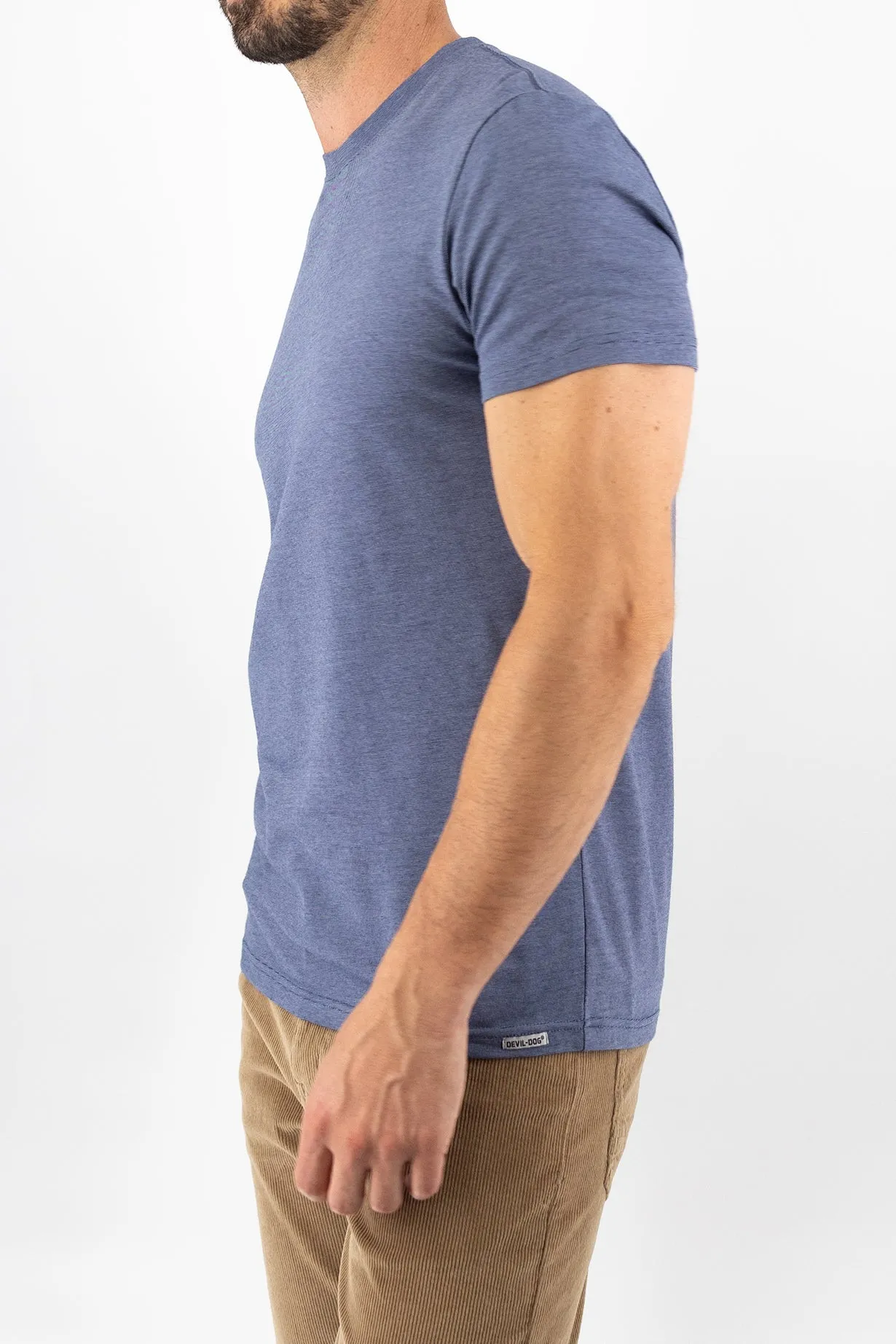 Feeder Stripe Tee -  Melange Navy Blue