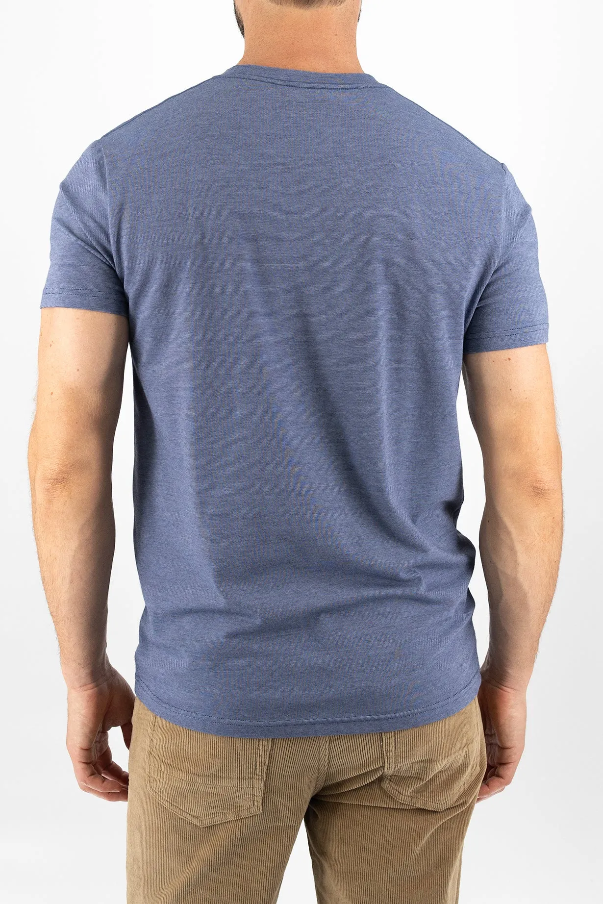 Feeder Stripe Tee -  Melange Navy Blue