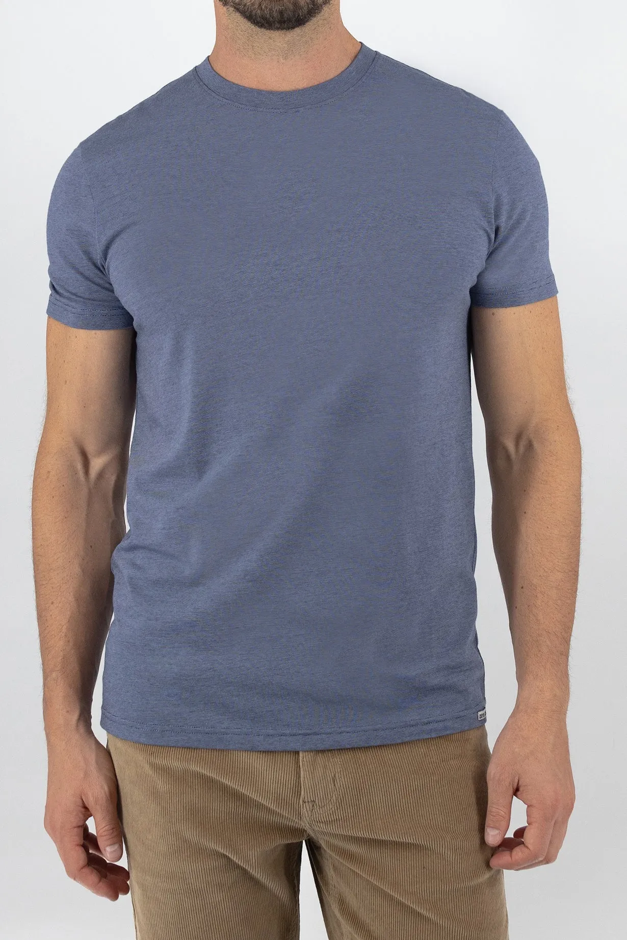 Feeder Stripe Tee -  Melange Navy Blue