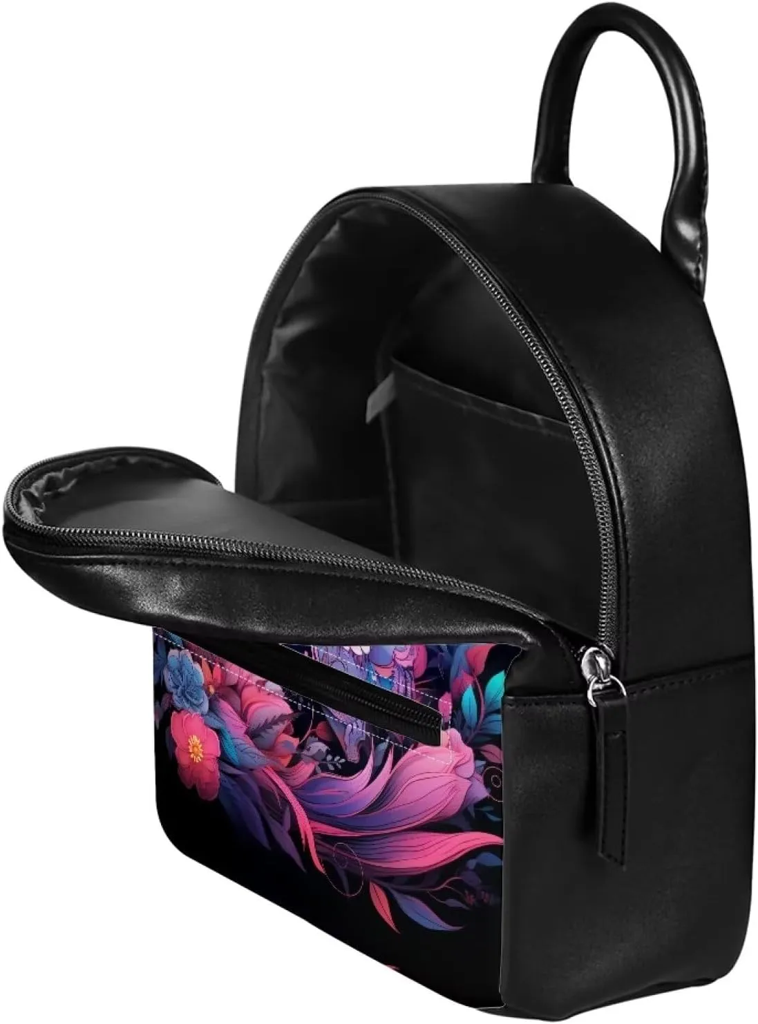 Flower Leather Backpack Purse for Women Beautiful Butterfly Backpack Handbag Multi-functional Elegant Daypack Soft Leather Shoulder Bag for Office, Shopping, Trip, Walking