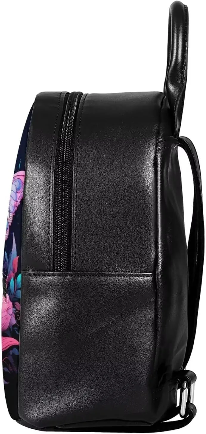 Flower Leather Backpack Purse for Women Beautiful Butterfly Backpack Handbag Multi-functional Elegant Daypack Soft Leather Shoulder Bag for Office, Shopping, Trip, Walking