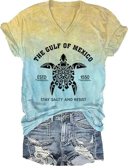 Gulf of Mexico T-Shirt Women Est 1550 Retro Vintage Short Sleeve Graphic Mexico Shirts for Women Retro Beach