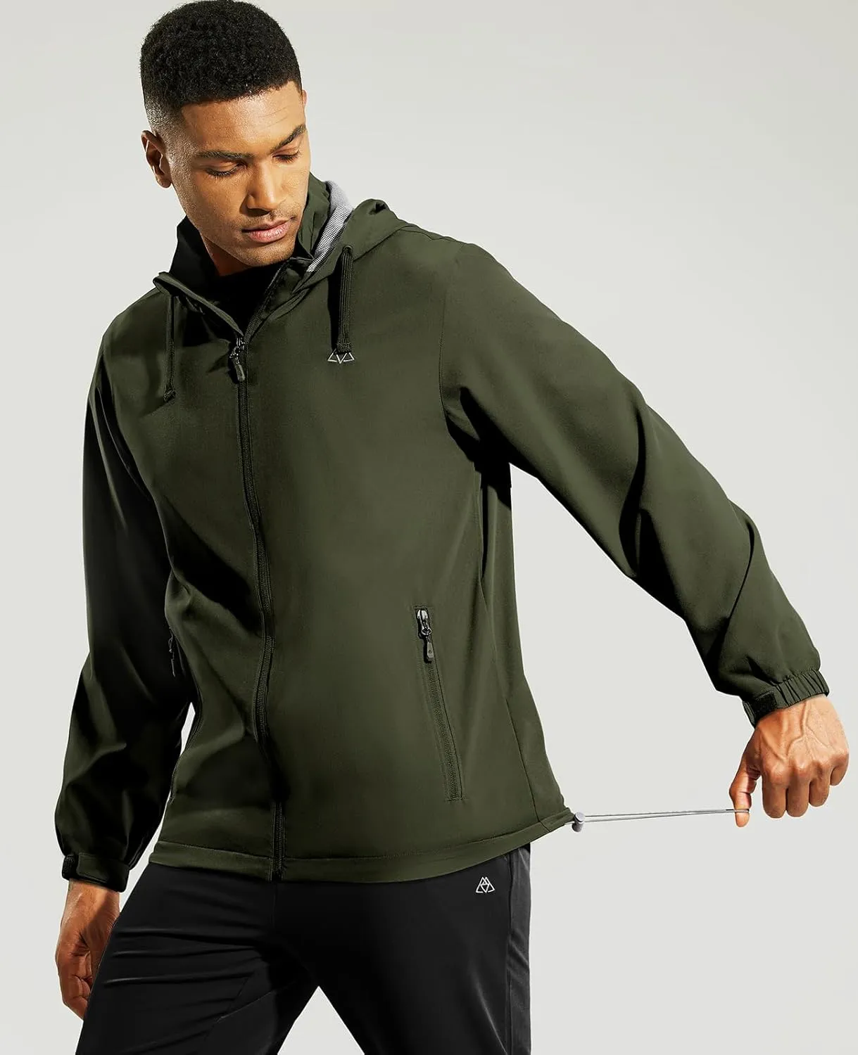 Haimont Mens Packable Windbreaker with Hood Lightweight Windproof Water Resistant Hooded Jacket for Running Hiking Travel