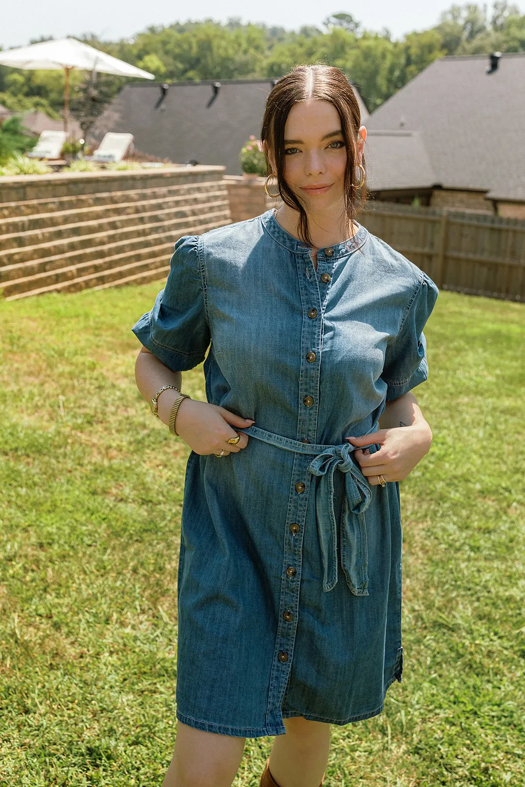Hit The Scene Shirt Dress Bit Of Blue Wash