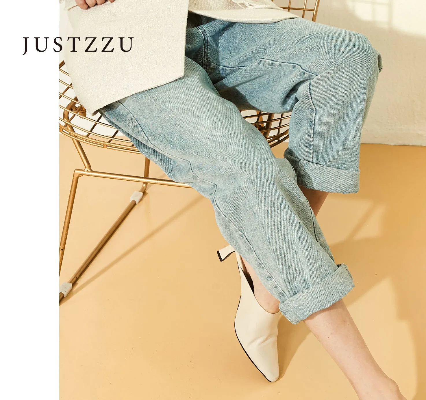 JUSTZZU  Denim Jeans  Loose Street Style