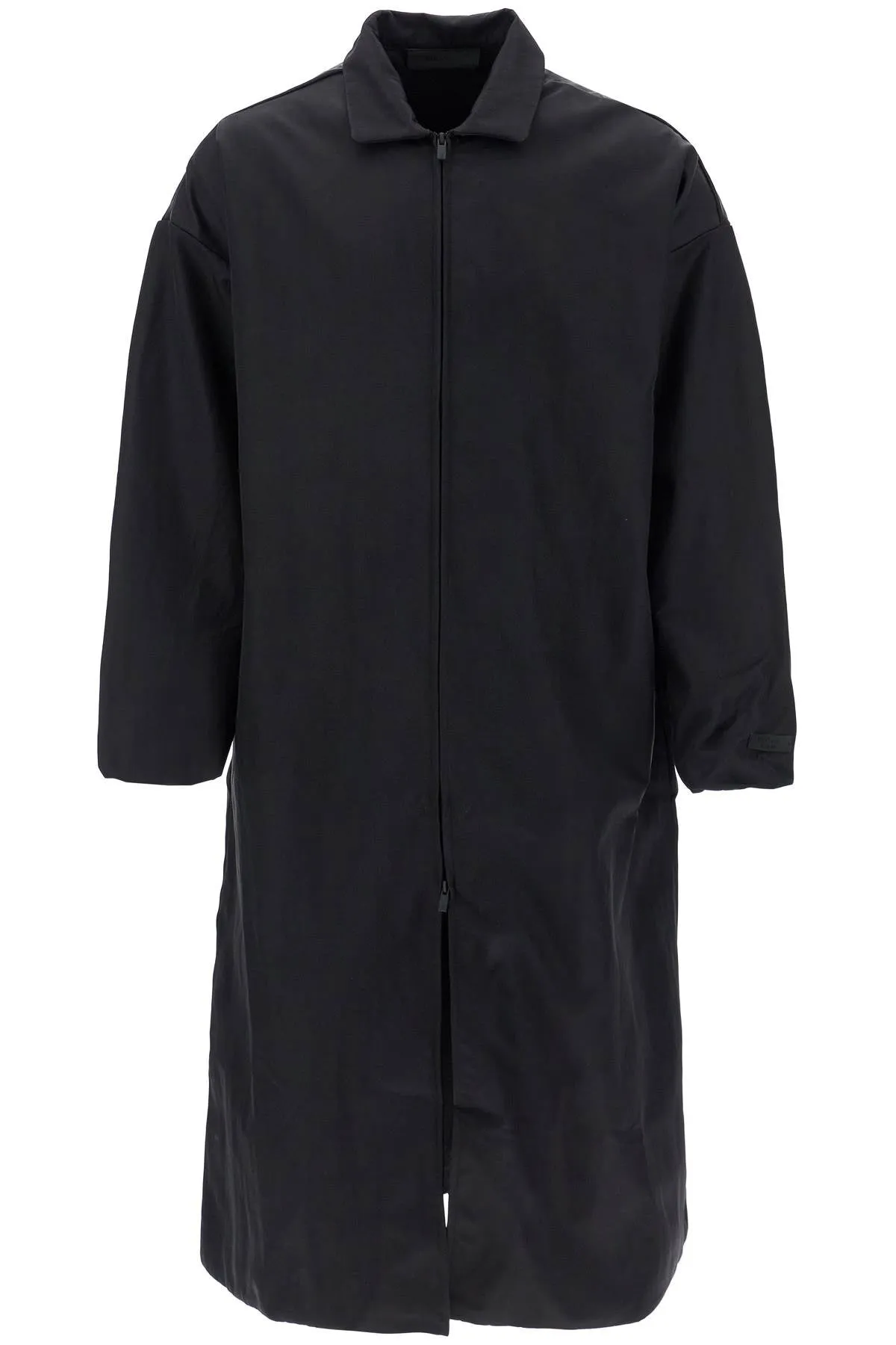 long nylon jacket with logo patch. 202BT246340F BLACK