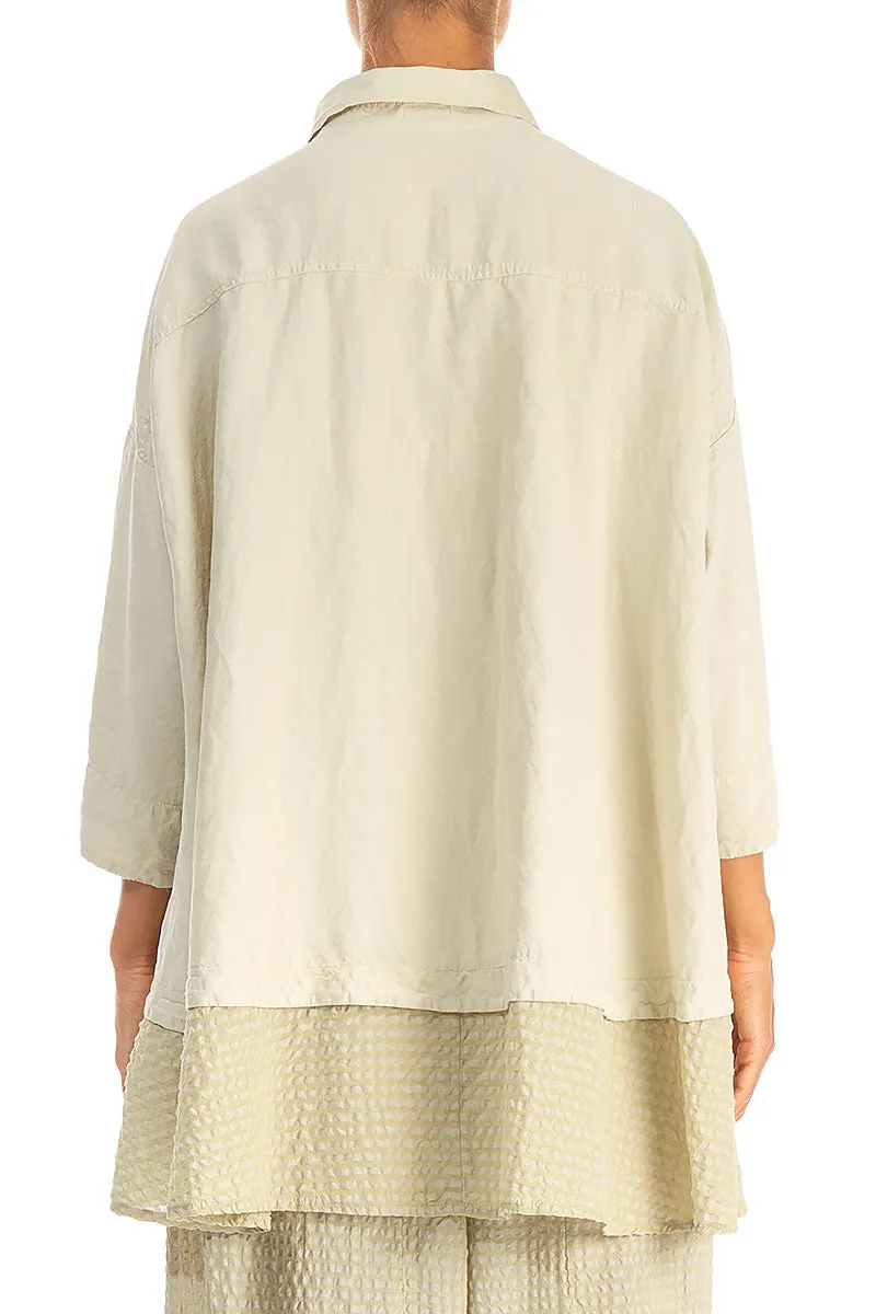 Loose Laurel Green Textured Silk Linen Shirt